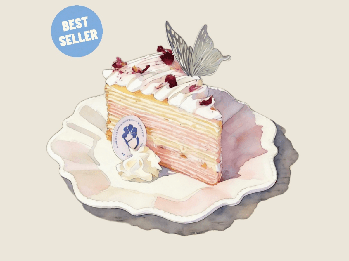 Lychee Rose Mille Crepe Cake